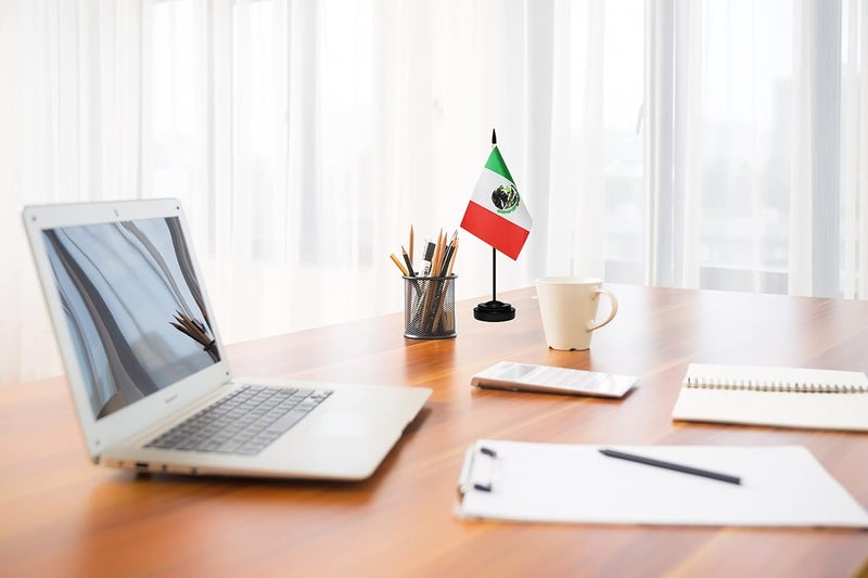 tibijoy Mexico Flags Mexican Desk Flag Set Small Mini Mexico Table Office Flag with 13" Black Pole, Black Base and Spear Top,Miniature Mexican Deluxe Desktop Flag, Home Decoration, Office Decoration, Festival Celebrations(12 Pack ) - Image 5